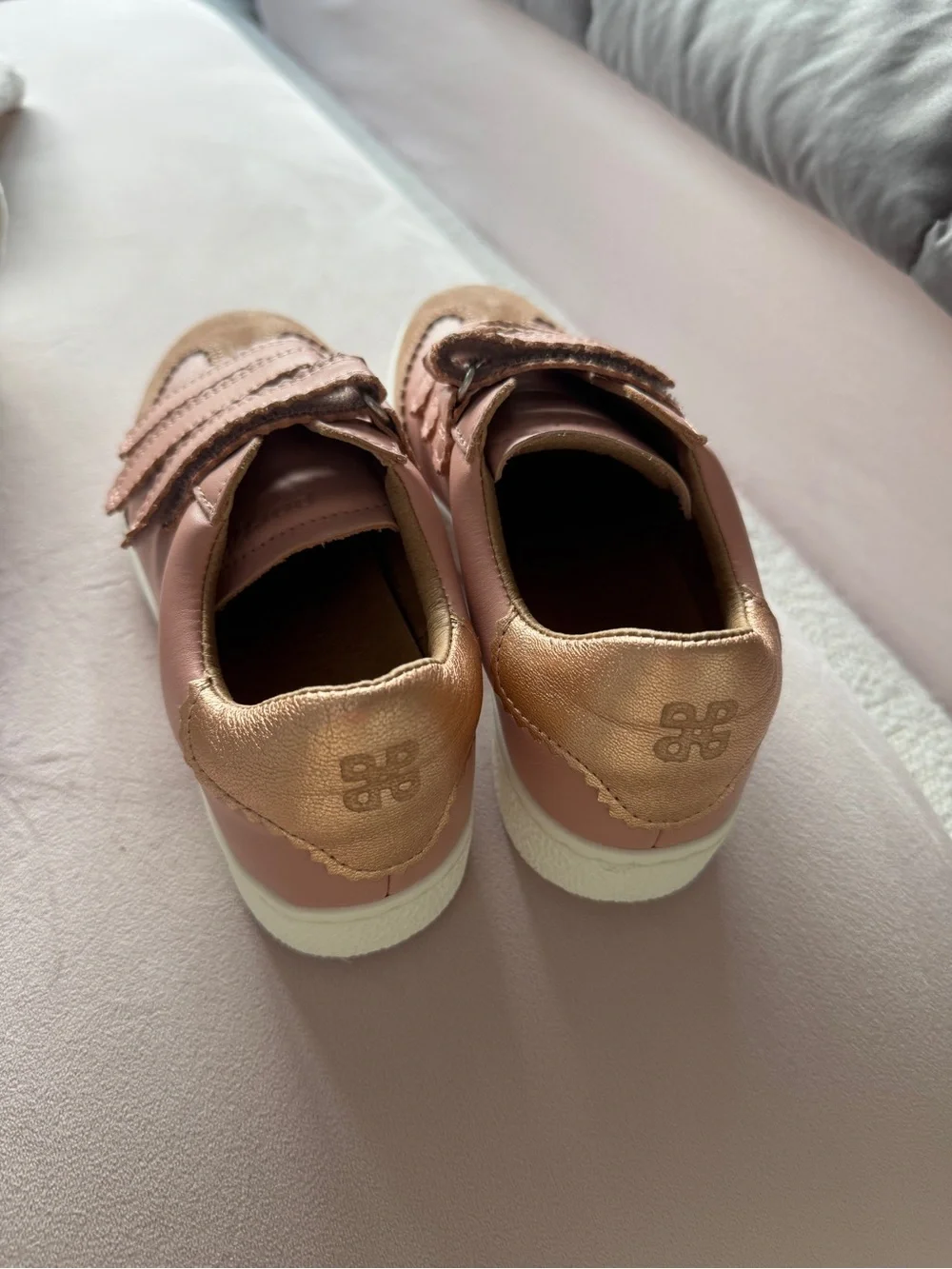 Girls Pink Triple-Strap Casual Sneakers
